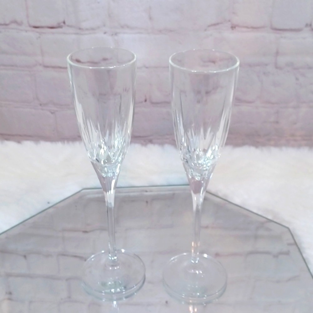 Disaronno Cristalleria Italiana Crystal Champagne Flute Glasses 9Inch Set Of 2